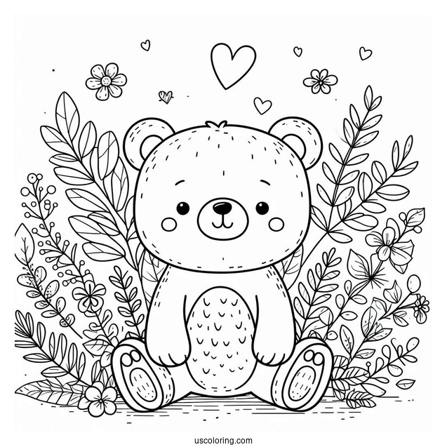 Cute Bear Coloring Page For Kids