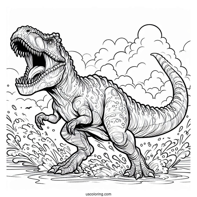 Angry Carnotaurus Roaring Coloring Page