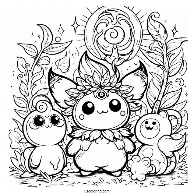 Sprunki Coloring Page Of Simon, Raddy, Durple, And Vineria For Kids
