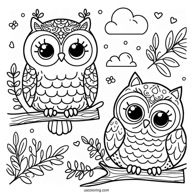 Easy Owl To Color For Preschoolers