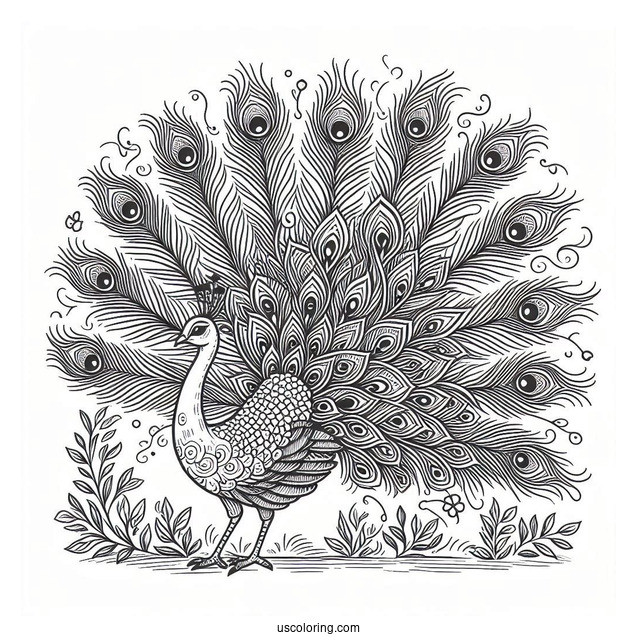 Majestic Peacock Showing Off Feathers