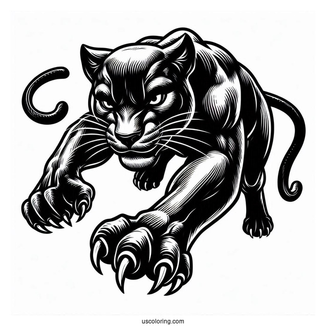 Black Panther In Attack Position Coloring