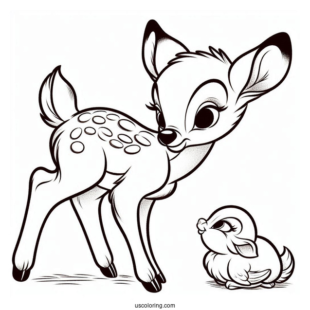 Bambi Nose-To-Nose With Faline Coloring Sheet