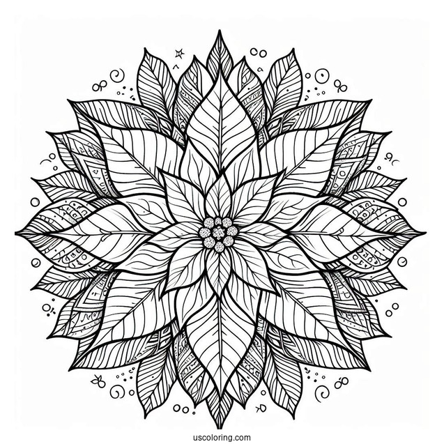 Christmas Mandala Coloring Page With Poinsettia