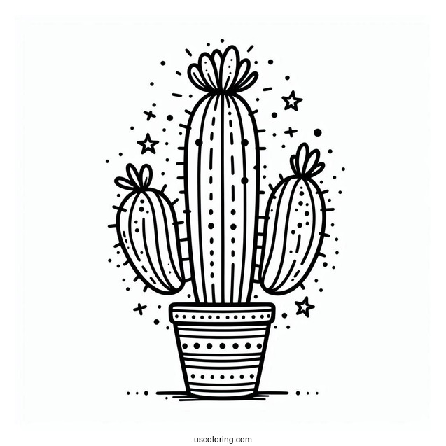 Abstract Cactus Coloring Page
