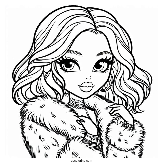 Bratz Meygan In Fur Coat Coloring Page