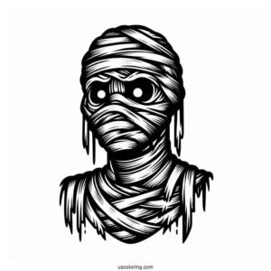 Terrifying Mummy Coloring Page With No Bandages On The Face