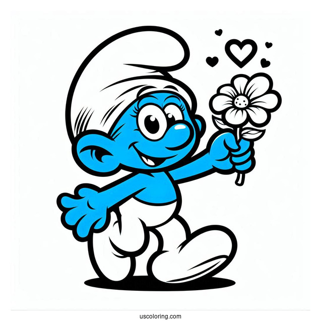 Easy Outline Of Gutsy Smurf