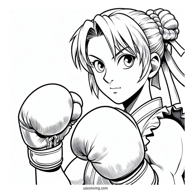 Street Fighter Coloring Page Of Sakura Kasugano Wearing Her Boxing Gloves