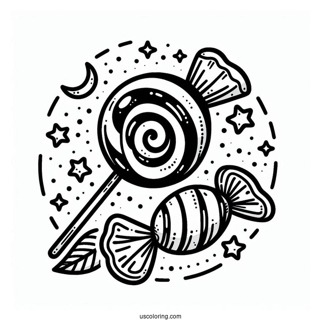 Halloween Themed Candy Coloring Page