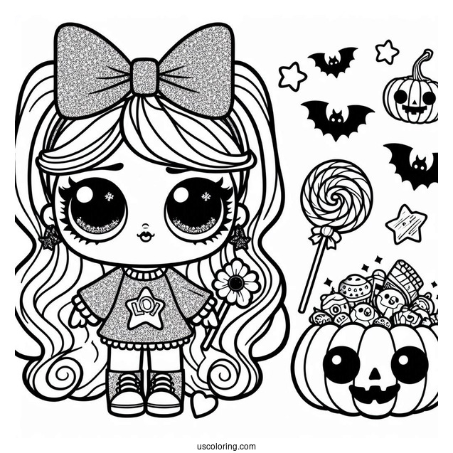 Coloring Sheet Of Halloween Themed LOL Surprise