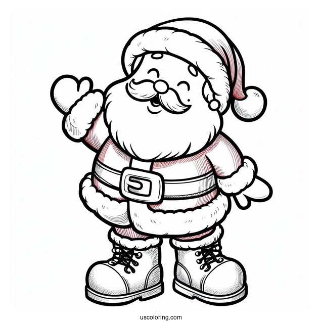 Jolly Looking Santa In Red Suits With Black Boots