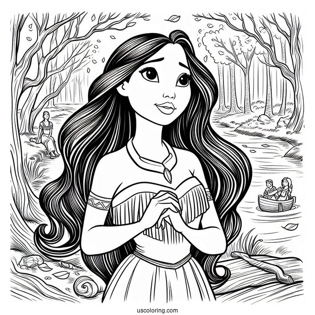 Simple Coloring Page Of Pocahontas