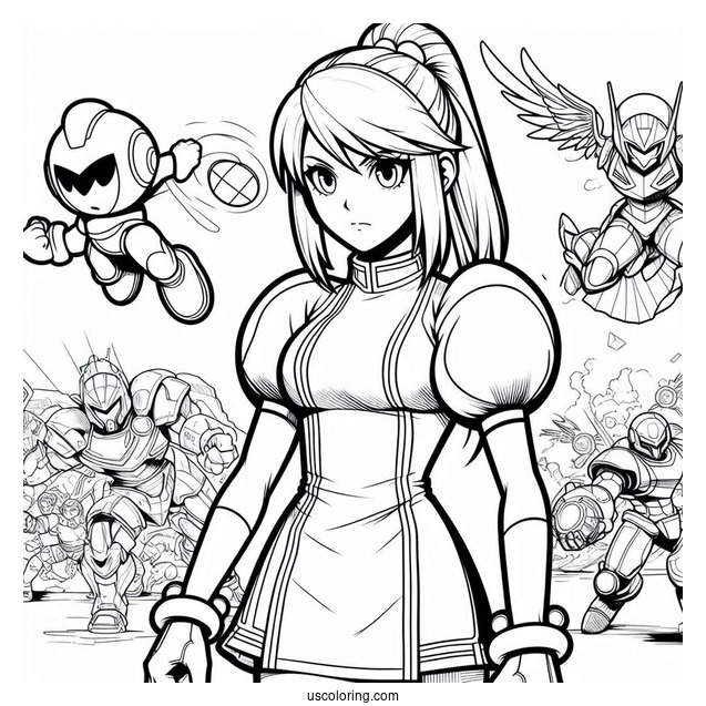 Super Smash Bros Coloring Page Of Easy Samus Aran Outline