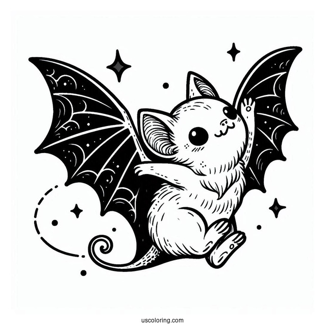 Mewitti Bat Coloring Page Getting Ready To Fly