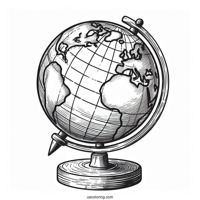Easy Globe On A Dowel Coloring Page