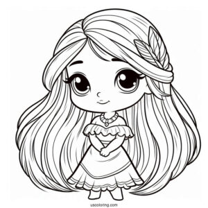 Chibi Pocahontas Coloring Page For Kids