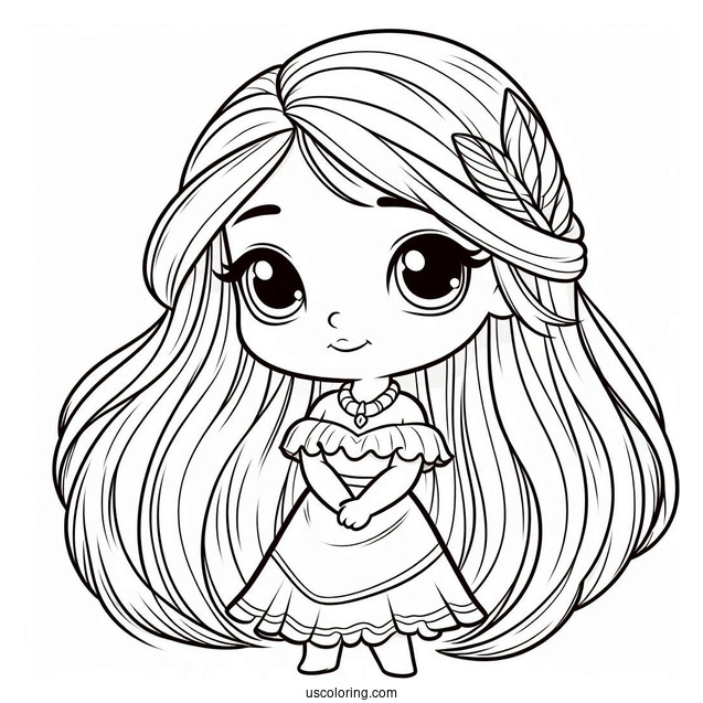 Chibi Pocahontas Coloring Page For Kids
