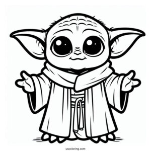 Simple To Color Baby Yoda For Kids