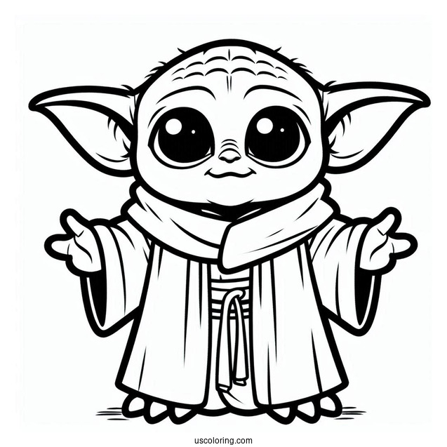 Simple To Color Baby Yoda For Kids