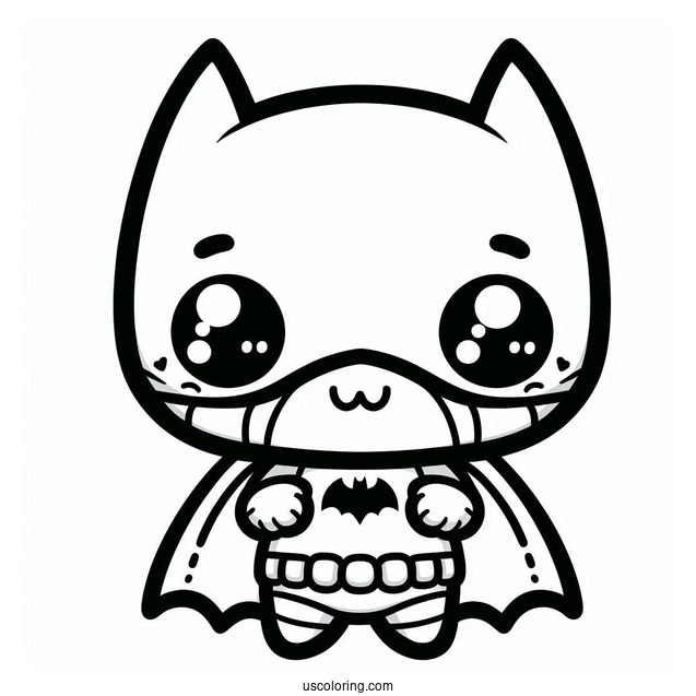 Cute Kawaii Batman Coloring For Kids
