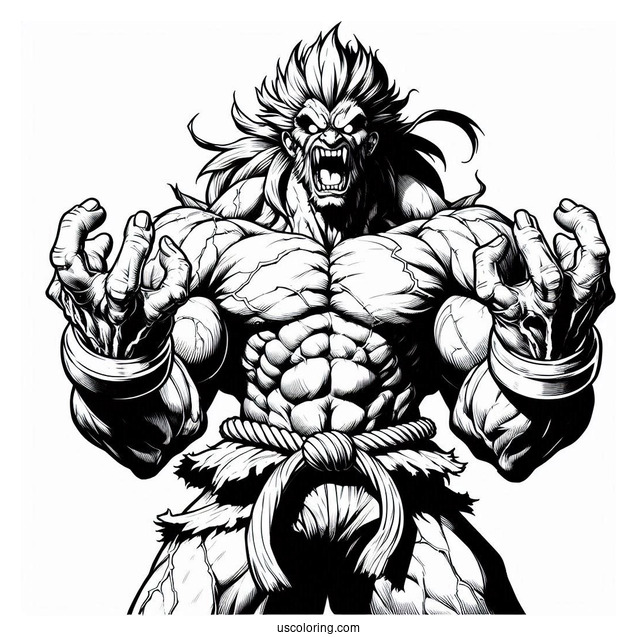 Scary Street Fighter Coloring Page Of Akuma