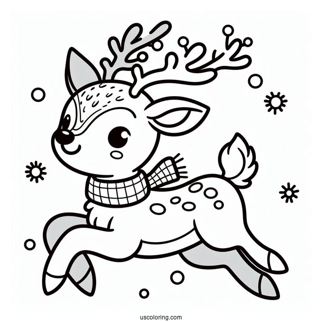 Cartoon Themed Reindeer To Color
