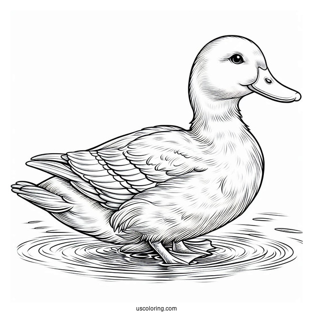 Realistic Coloring Page Of a Duck