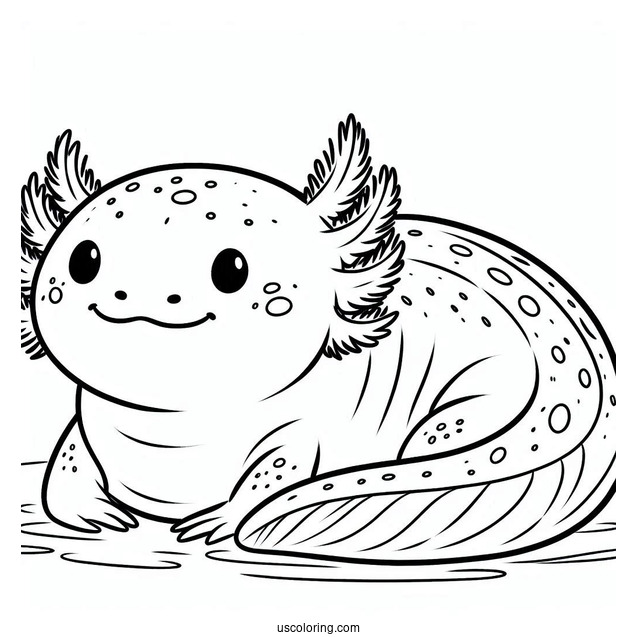 Chubby Axolotl Coloring Page Sitting