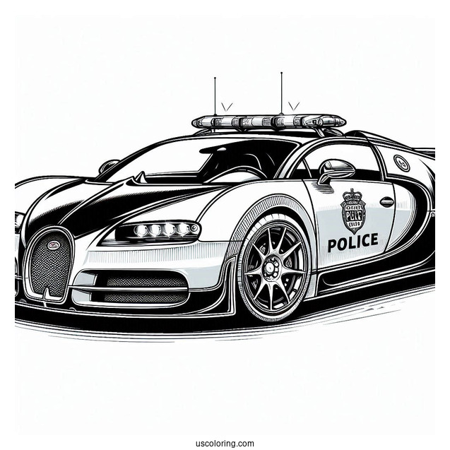 Bugatti Coloring Page Veyron Interceptor Police Car For Kids
