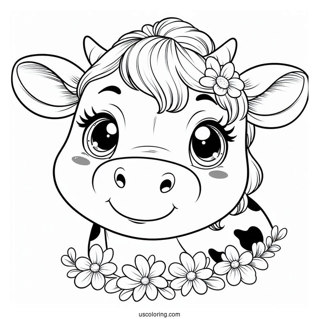 Smiling Cow For Coloring In