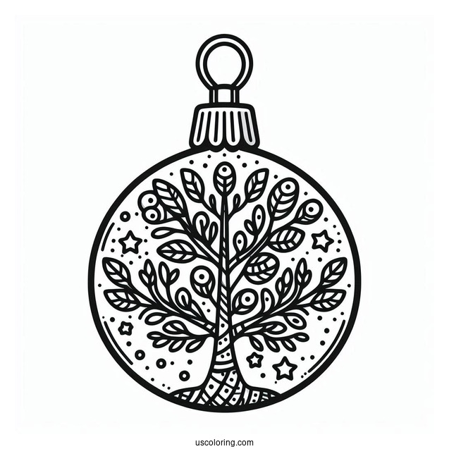 Cartoon Tree Ornament Christmas Ornaments Coloring Page