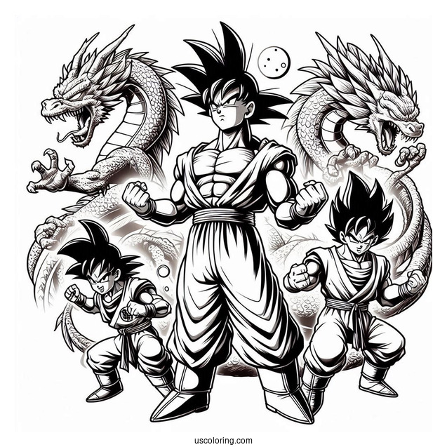 Dragon Ball Z Dragon Team Coloring Page
