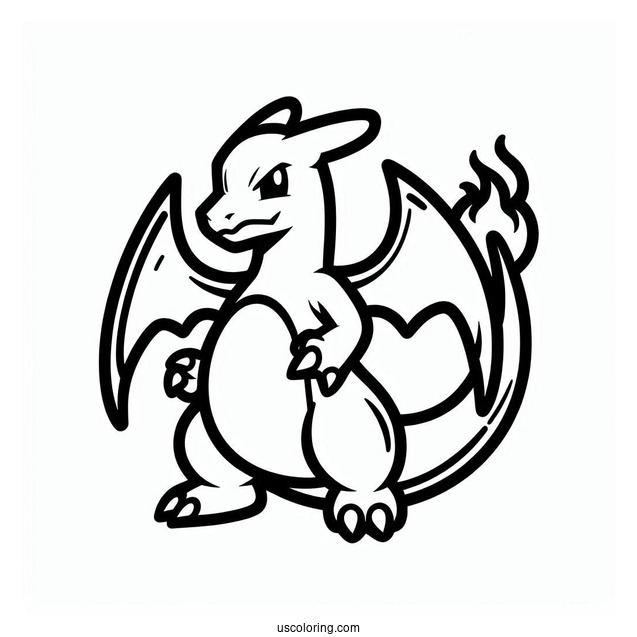 Easy Charizard Outline Coloring In For Kids