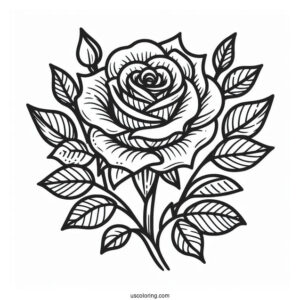 Abstract Rose Drawing To Color