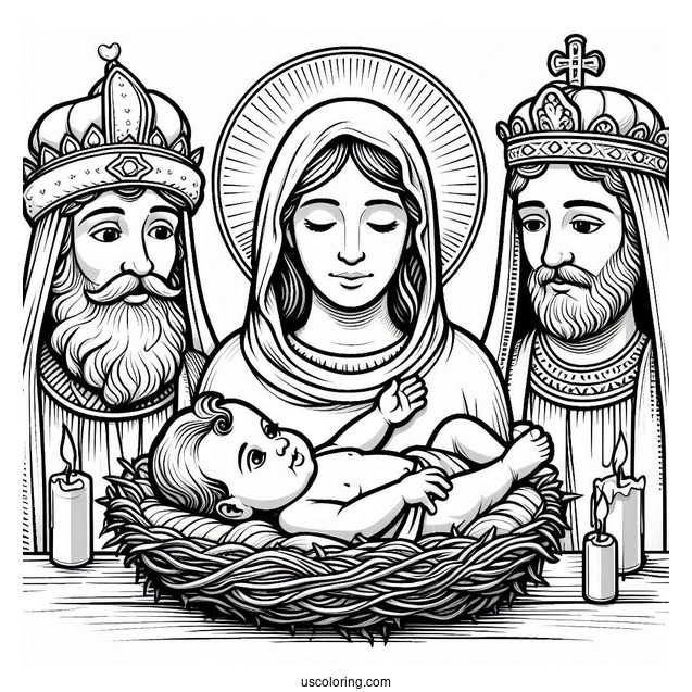 Baby Jesus With Virgin Mary And Three Kings