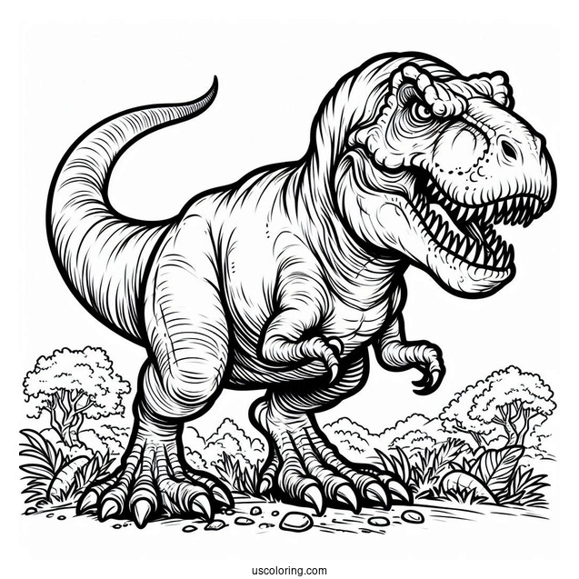 Angry Tyrannosaurus Rex Coloring Picture
