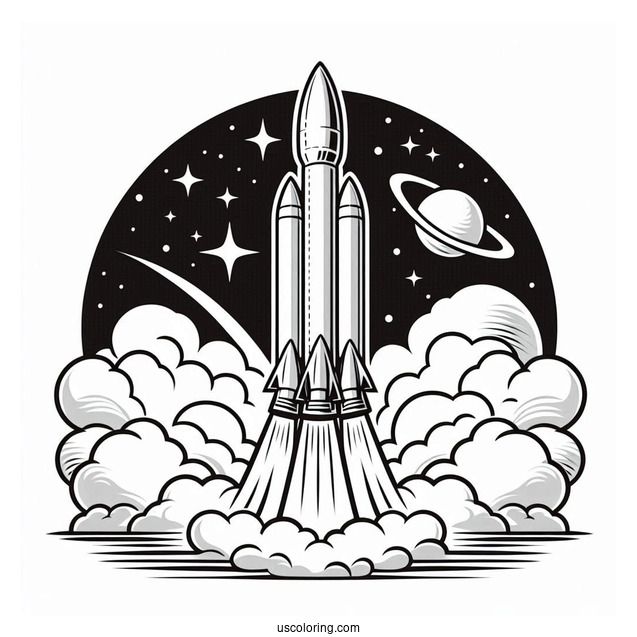 Coloring Page Of SpaceX Falcon Rocket Booster