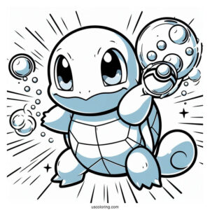 Squirtle Coloring Page Of Bubble Attack Pokemon Card