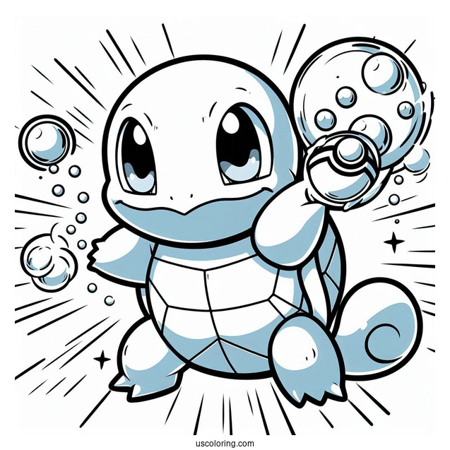 Squirtle Coloring Page Of Bubble Attack Pokemon Card
