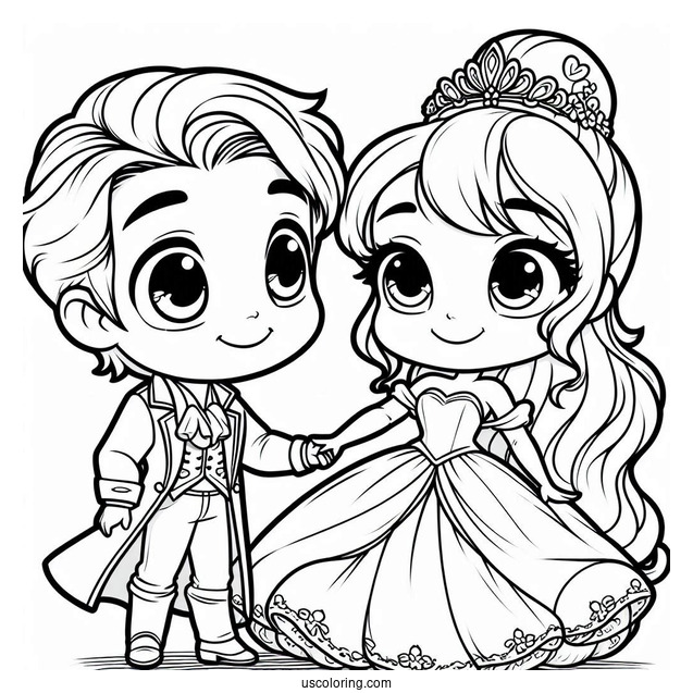 Chibi Tiana With Prince Naveen Coloring Sheet