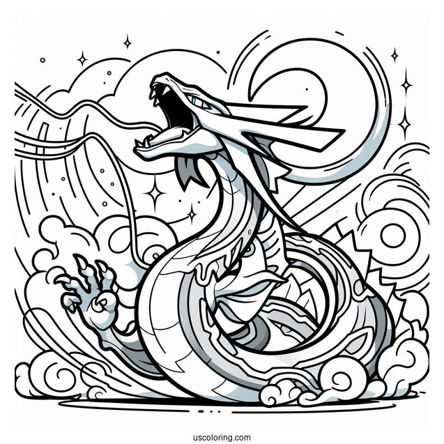 Rayquaza Coloring Page Roaring