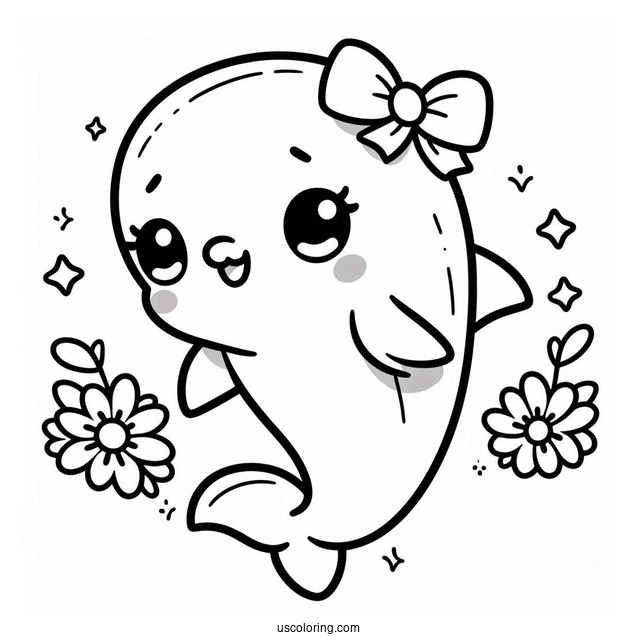Cute Kawaii Dolphin To Color