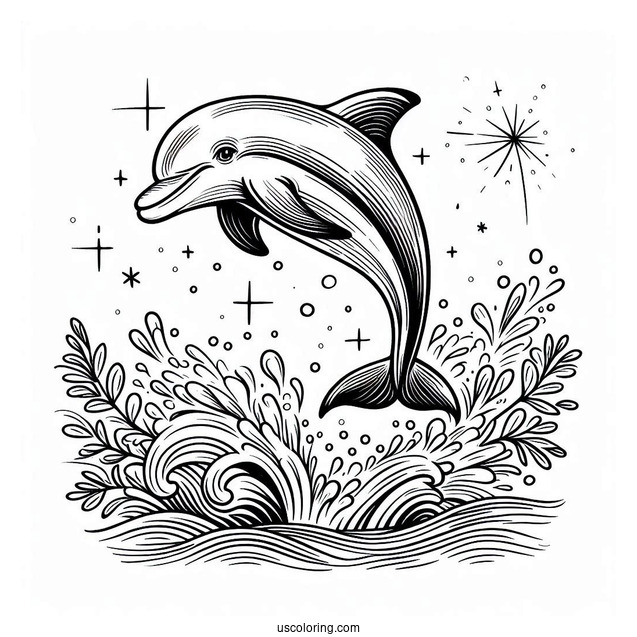 Dolphin Jumping Out Of Water To Color