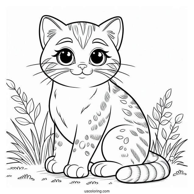 Big Cat Sitting On The Grass