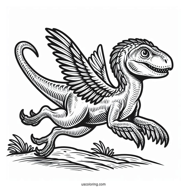 Running Oviraptor Coloring Sheet For Kids