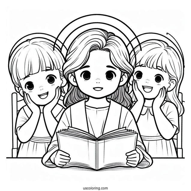 Boys And Girls Listening To Jesus Coloring Page