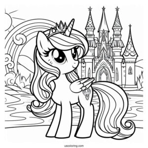 Simple Outline Of Princess Celestia and Castle