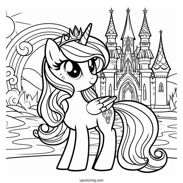 Simple Outline Of Princess Celestia and Castle