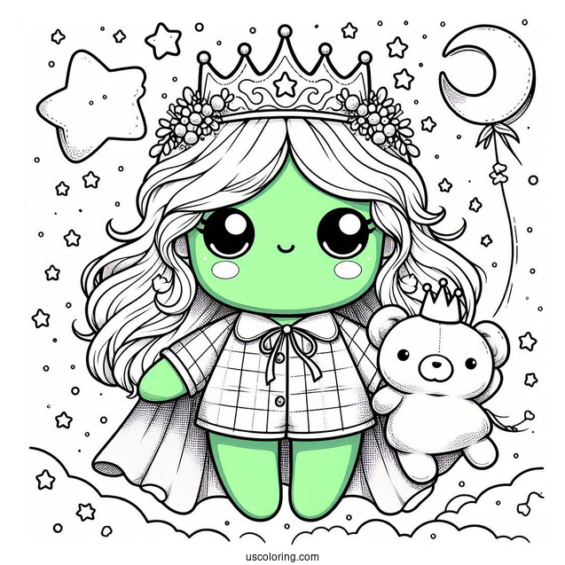 Dazzled Chibi Hulk Coloring Page In A Starry Sky For Preschoolers